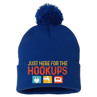Just Here For The Hookups Motorhome Camping RV Pom Pom 12in Knit Beanie