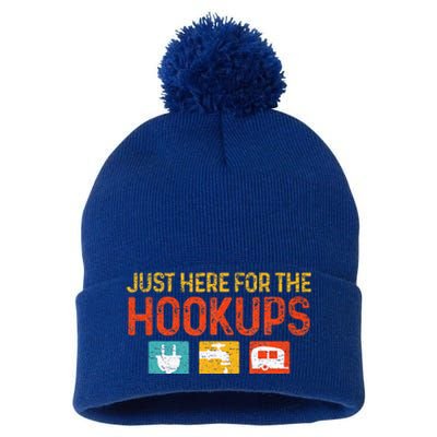 Just Here For The Hookups Motorhome Camping RV Pom Pom 12in Knit Beanie