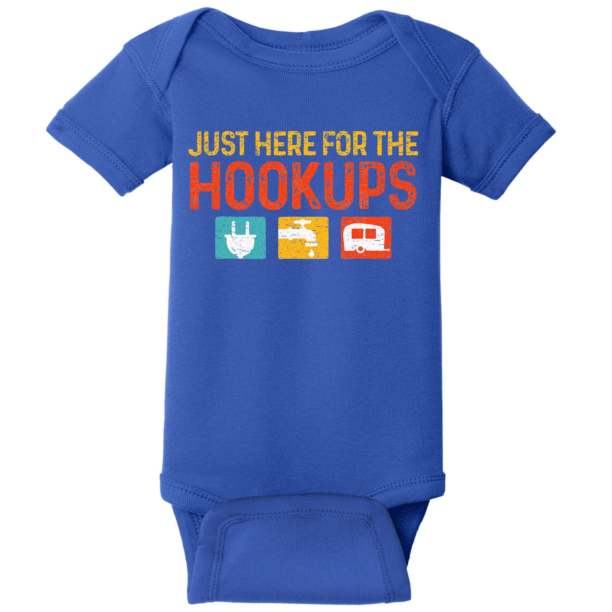 Just Here For The Hookups Motorhome Camping RV Baby Bodysuit