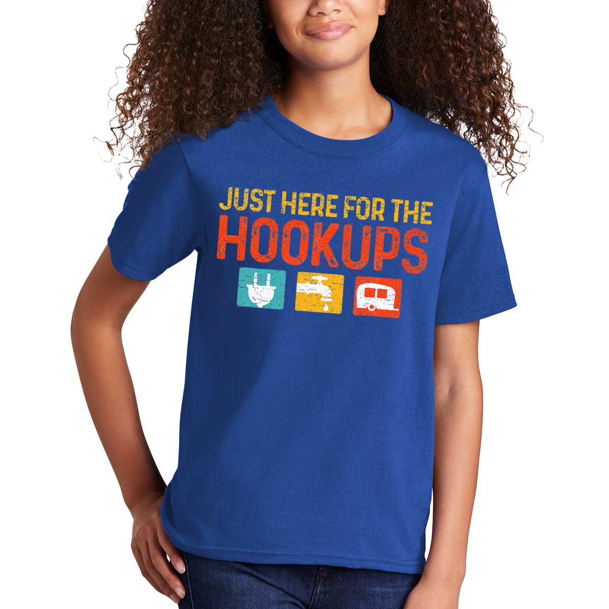 Just Here For The Hookups Motorhome Camping RV Kids T-Shirt