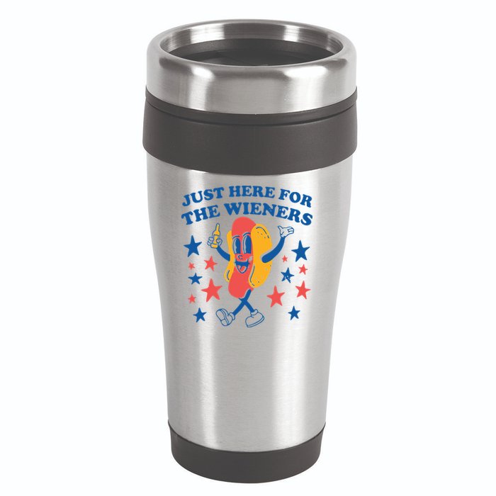 Just Here For The Wieners 4th Of July Funny Hot Dot 16oz Travel Tumbler