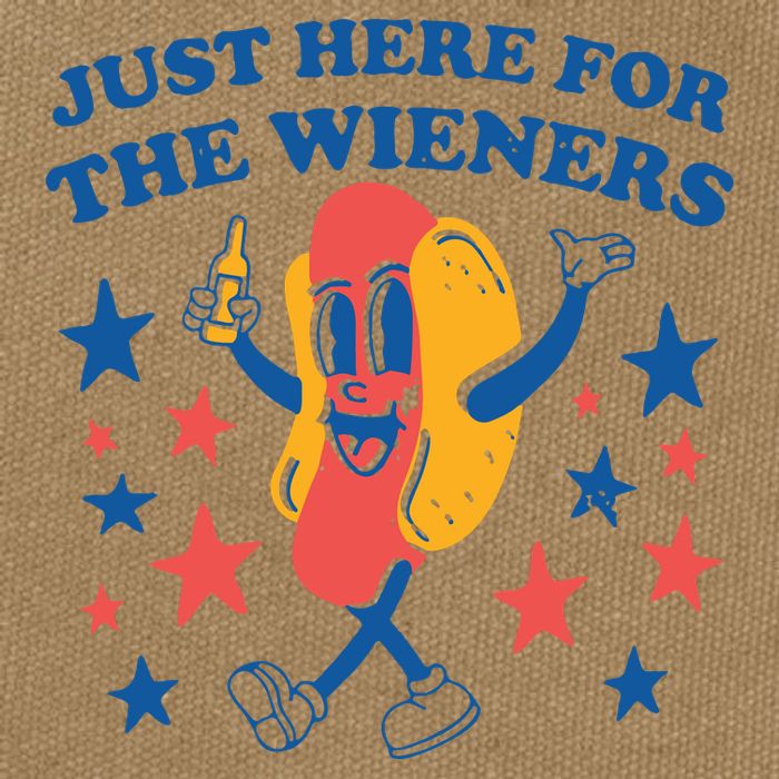 Just Here For The Wieners 4th Of July Funny Hot Dot Cotton Canvas Backpack