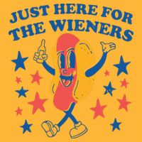 Just Here For The Wieners 4th Of July Funny Hot Dot Sustainable Knit Beanie
