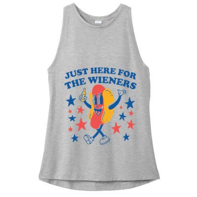 Just Here For The Wieners 4th Of July Funny Hot Dot Ladies PosiCharge Tri-Blend Wicking Tank
