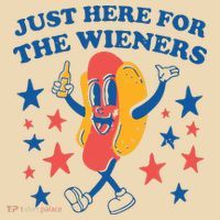 Just Here For The Wieners 4th Of July Funny Hot Dot Drawstring Bag