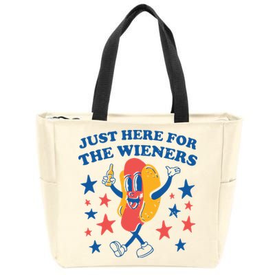 Just Here For The Wieners 4th Of July Funny Hot Dot Zip Tote Bag