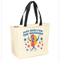 Just Here For The Wieners 4th Of July Funny Hot Dot Zip Tote Bag