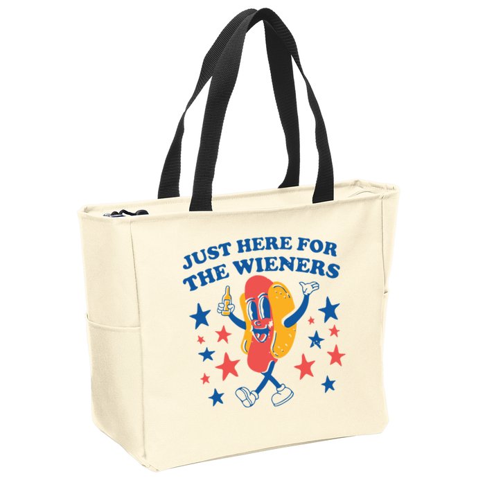 Just Here For The Wieners 4th Of July Funny Hot Dot Zip Tote Bag