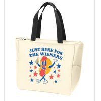 Just Here For The Wieners 4th Of July Funny Hot Dot Zip Tote Bag