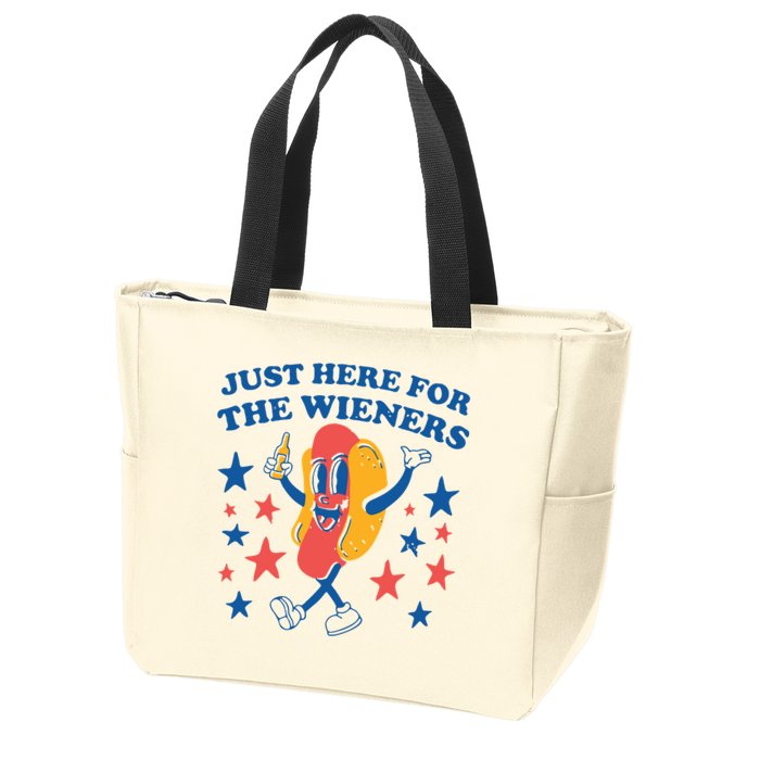 Just Here For The Wieners 4th Of July Funny Hot Dot Zip Tote Bag