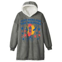 Just Here For The Wieners 4th Of July Funny Hot Dot Hooded Wearable Blanket