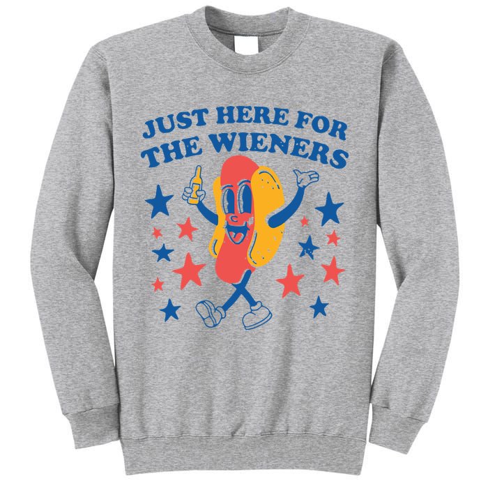 Just Here For The Wieners 4th Of July Funny Hot Dot Tall Sweatshirt