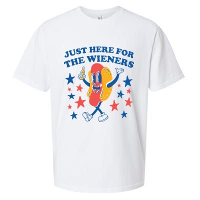 Just Here For The Wieners 4th Of July Funny Hot Dot Sueded Cloud Jersey T-Shirt