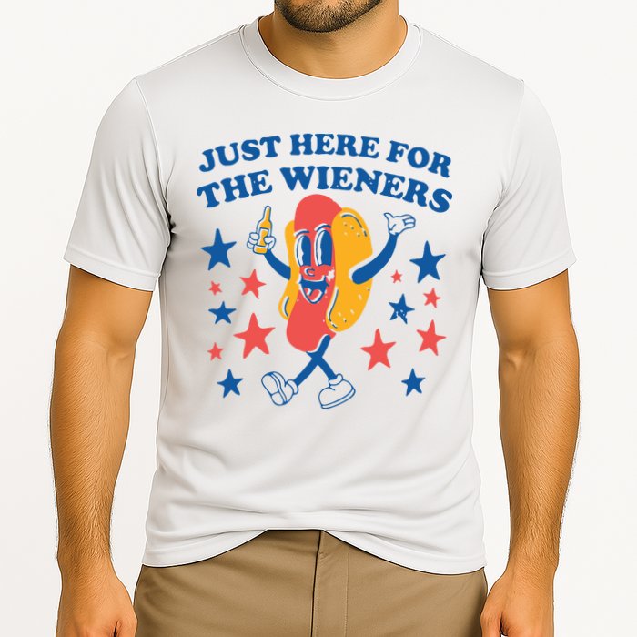 Just Here For The Wieners 4th Of July Funny Hot Dot Performance Shirt