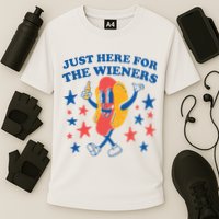 Just Here For The Wieners 4th Of July Funny Hot Dot Performance Shirt