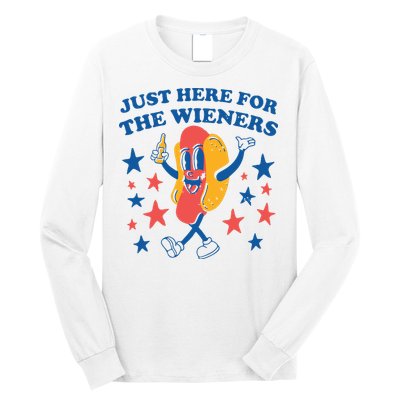 Just Here For The Wieners 4th Of July Funny Hot Dot Long Sleeve Shirt