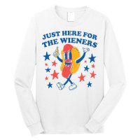 Just Here For The Wieners 4th Of July Funny Hot Dot Long Sleeve Shirt