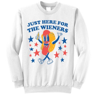 Just Here For The Wieners 4th Of July Funny Hot Dot Sweatshirt