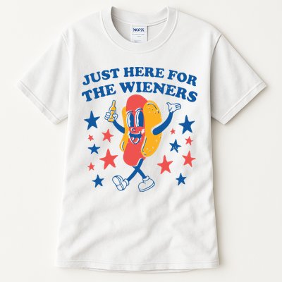 Just Here For The Wieners 4th Of July Funny Hot Dot Tall T-Shirt