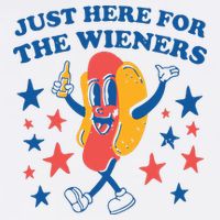 Just Here For The Wieners 4th Of July Funny Hot Dot Sustainable Bucket Hat