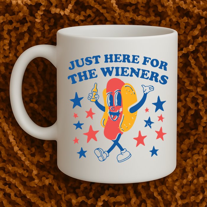 Just Here For The Wieners 4th Of July Funny Hot Dot Mug