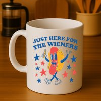Just Here For The Wieners 4th Of July Funny Hot Dot Mug