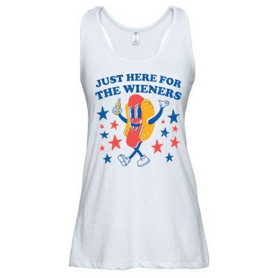 Just Here For The Wieners 4th Of July Funny Hot Dot Ladies Essential Flowy Tank