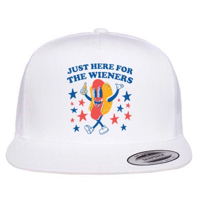 Just Here For The Wieners 4th Of July Funny Hot Dot Flatbill Hat