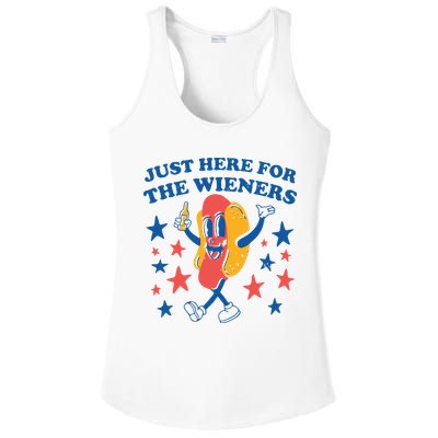 Just Here For The Wieners 4th Of July Funny Hot Dot Ladies PosiCharge Competitor Racerback Tank