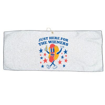 Just Here For The Wieners 4th Of July Funny Hot Dot Large Microfiber Waffle Golf Towel