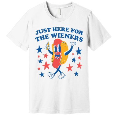 Just Here For The Wieners 4th Of July Funny Hot Dot Premium T-Shirt