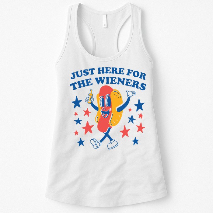 Just Here For The Wieners 4th Of July Funny Hot Dot Womens Tank Top