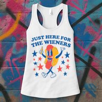 Just Here For The Wieners 4th Of July Funny Hot Dot Womens Tank Top