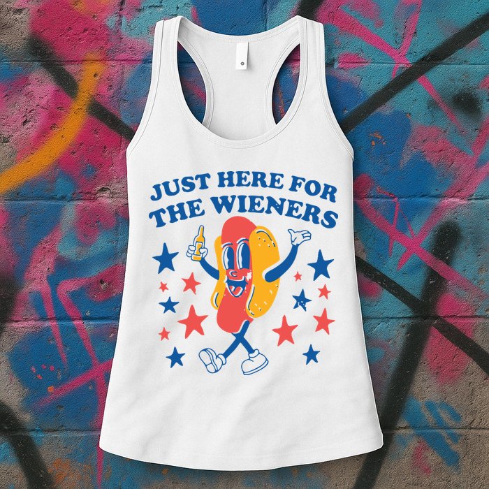 Just Here For The Wieners 4th Of July Funny Hot Dot Womens Tank Top