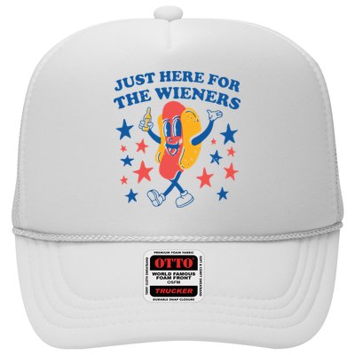 Just Here For The Wieners 4th Of July Funny Hot Dot Trucker Hat
