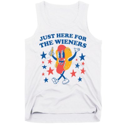 Just Here For The Wieners 4th Of July Funny Hot Dot Tank Top