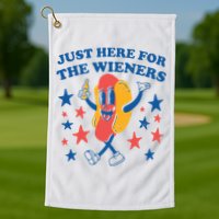 Just Here For The Wieners 4th Of July Funny Hot Dot Golf Towel