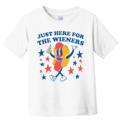 Just Here For The Wieners 4th Of July Funny Hot Dot Toddler T-Shirt
