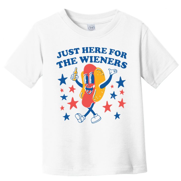 Just Here For The Wieners 4th Of July Funny Hot Dot Toddler T-Shirt