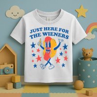 Just Here For The Wieners 4th Of July Funny Hot Dot Toddler T-Shirt