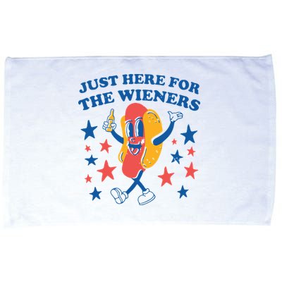 Just Here For The Wieners 4th Of July Funny Hot Dot Microfiber Hand Towel