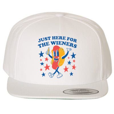 Just Here For The Wieners 4th Of July Funny Hot Dot Wool Snapback Cap