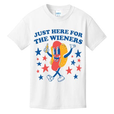 Just Here For The Wieners 4th Of July Funny Hot Dot Kids T-Shirt