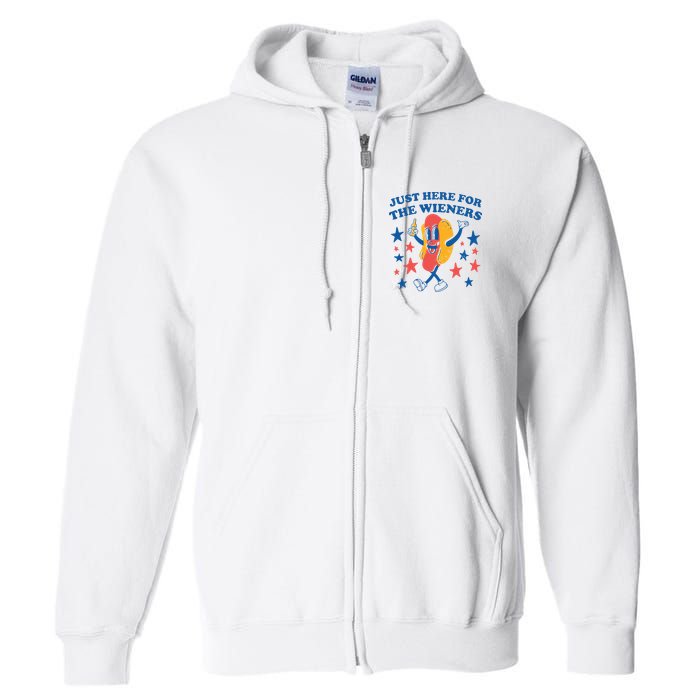 Just Here For The Wieners 4th Of July Funny Hot Dot Full Zip Hoodie