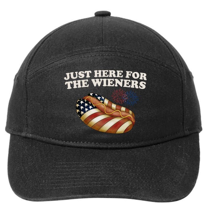 Just Here For The Wieners 4th Of July 7-Panel Snapback Hat