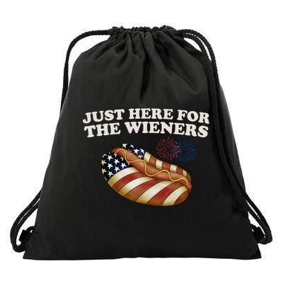 Just Here For The Wieners 4th Of July Drawstring Bag