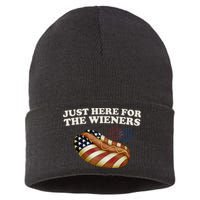 Just Here For The Wieners 4th Of July Sustainable Knit Beanie