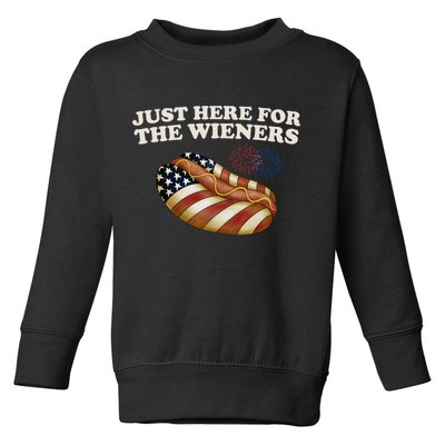 Just Here For The Wieners 4th Of July Toddler Sweatshirt