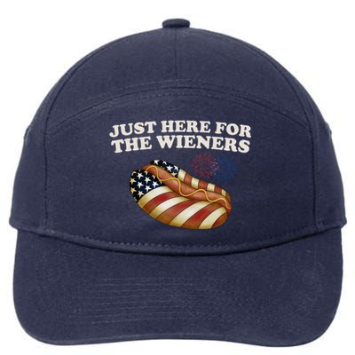 Just Here For The Wieners 4th Of July 7-Panel Snapback Hat