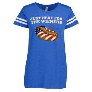 Just Here For The Wieners 4th Of July Enza Ladies Jersey Football T-Shirt